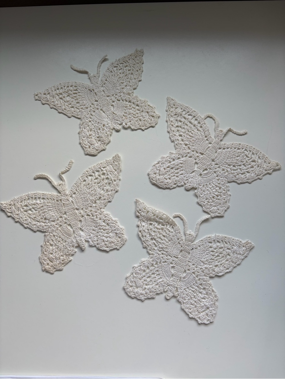 Handmade Crochet Butterfly Doilies - Set of 4